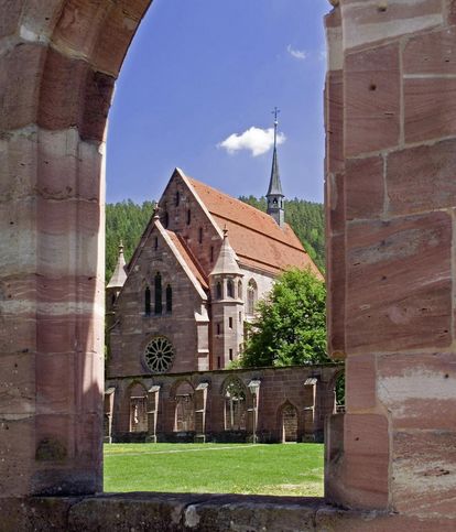 View from the cloister toward the Chapel of St. Mary at Hirsau Monastery