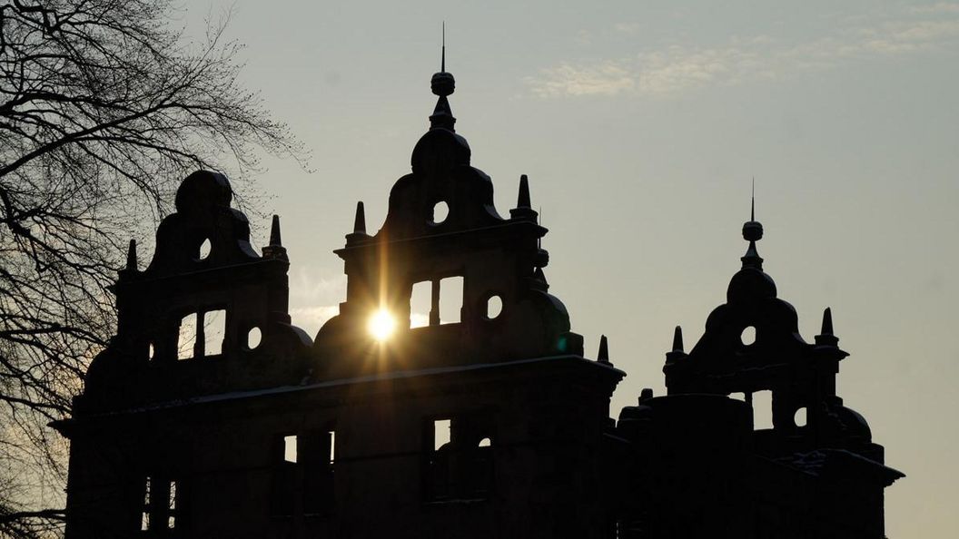 Hunting lodge at Hirsau Monastery, backlit