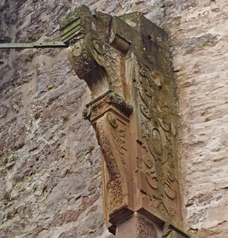 Side walls of the ornate fireplace in the hunting lodge at Hirsau Monastery