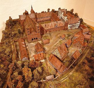 Model of the Benedictine St. Peter and Paul Monastery in Hirsau, together with Württemberg's ducal hunting lodge