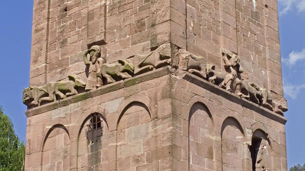 Detail from the west frieze on the Owl Tower of Hirsau Monastery