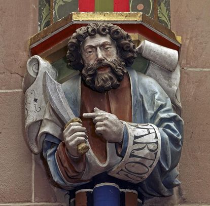 Apostle on a capital in the Chapel of St. Mary at Hirsau Monastery