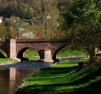 Bridge across the Nagold river in Hirsau near the Hirsau Monastery