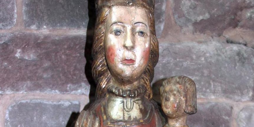 Busts of mother and child, detail of the Andalusian Madonna at Hirsau Monastery